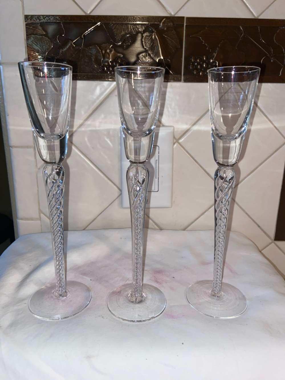 RARE Vintage Cordial air twist Boc270 by Bohemia Crystal-Crystalex-Set of 3